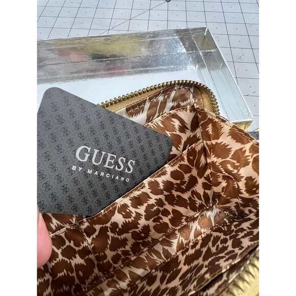 Guess By Marciano Gold Wallet Clutch NIB Leopard Print Interior New~~ - Picture 7 of 8